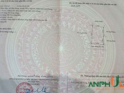 Cần bán 70 m2 đất TDP Hầu, Phường Thiên Hương   xã Lâm Động , TP Hải Phòng 2