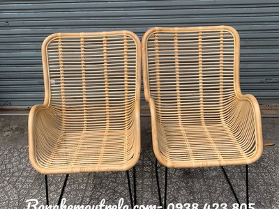 Bàn ghế mây uống trà chân sắt 0