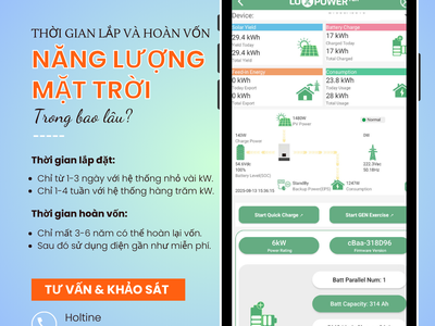 Thời gian lắp năng lượng mặt trời và hoàn vốn trong bao lâu 0