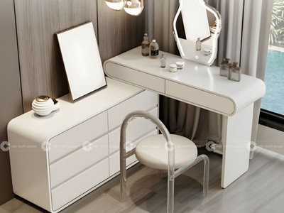 Bàn Trang Điểm Gỗ Công Nghiệp MDF Màu Trắng Hiện Đại 1