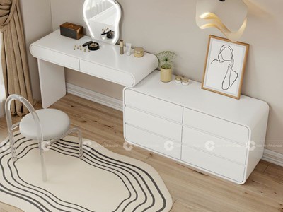 Bàn Trang Điểm Gỗ Công Nghiệp MDF Màu Trắng Hiện Đại 0
