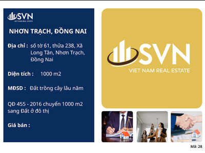 Đất 1000m  long tân nhơn trạch   sổ hồng riêng, giá chỉ 3 triệu/m 0