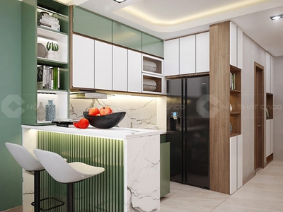 Tủ Bếp Gỗ Công Nghiệp MDF Phủ Melamine Bền Đẹp 2