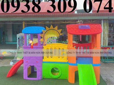 Nhà leo cầu trượt trẻ em,Bộ nhà leo cầu trượt 2 khối đa năng 3
