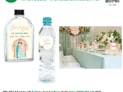 In Tem Chai Nước Đám Cưới, Bảng Tên Trang Trí, Mô Hình Thôi Nôi, Hashtag Đám Cưới, Standee Sinh Nhật 0