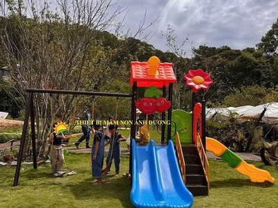 Cầu trượt xích đu liên hoàn, cầu trượt liên hoàn giá rẻ LH 2