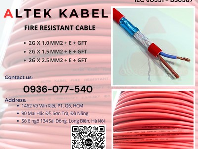 Cáp chống cháy chống nhiễu Altek Kabel 2x0.75mm    Đảm bảo an toàn   ổn định tín hiệu 5
