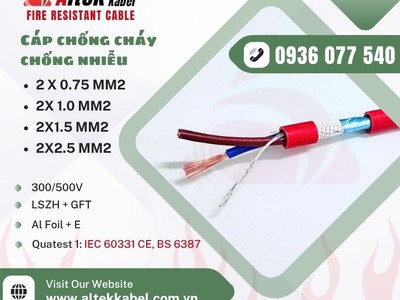 Cáp chống cháy chống nhiễu Altek Kabel 2x0.75mm    Đảm bảo an toàn   ổn định tín hiệu 4