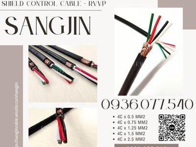 Cáp điều khiển Sangjin 4x0.75mm    RVVP  Có lưới chống nhiễu 1