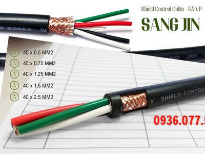 Cáp điều khiển Sangjin 4x0.75mm    RVVP  Có lưới chống nhiễu 3