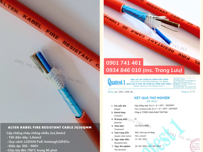Cáp Chống Cháy Chống Nhiễu 2x1.0mm2 tiêu chuẩn IEC 60331-21 0