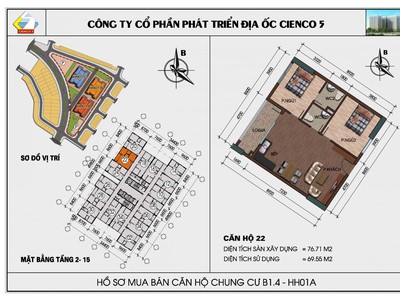 Bán căn hộ 77m  chỉ 38 triệu/m    tầng 3, chung cư Thanh Hà, Khu B1.4 0