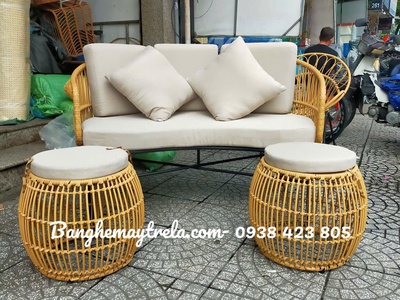 Bàn ghế sofa mây nhựa ngoài trời 4