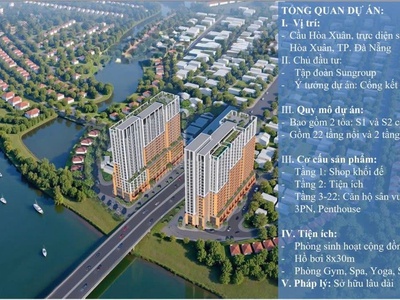Căn 1PN /54.2M2 Giá 2.743 TỶ View sông Cẩm Lệ ngay cầu Hòa Xuân - SUN SPANA 4