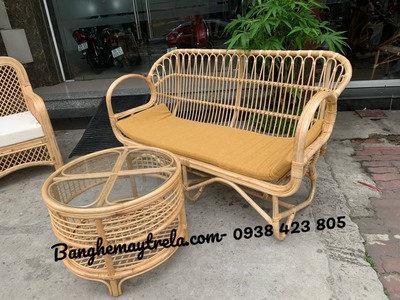 Bàn ghế sofa mây tự nhiên tay cuộn phòng khách 4