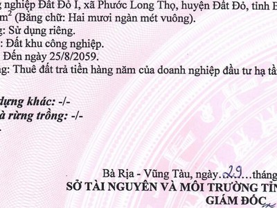 Bán 3 lô đất 69.000 m2 kcn đất đỏ   bà rịa vũng tàu...