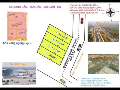 Đường rộng 8 m dt 100 m fun thổ cư giá chỉ có nhỉnh 2 tỷ -- dc tại ninh cầm tân dân kim anh hn -lô 0