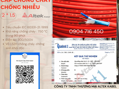 Cáp chống cháy chống nhiễu 2x1.5 Altek Kabel Đà Nẵng 0