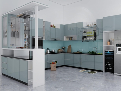 Tủ Bếp Gỗ Công Nghiệp Phủ Acrylic Chữ U Cao Cấp 0