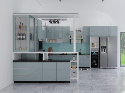 Tủ Bếp Gỗ Công Nghiệp Phủ Acrylic Chữ U Cao Cấp 1