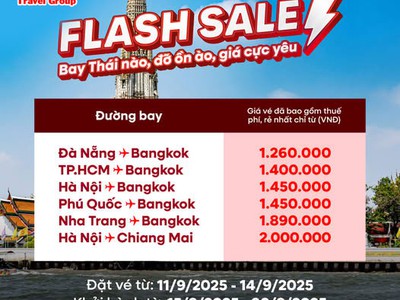 Flash Sale AirAsia bay Thái giá rẻ, chỉ từ 1.260.000đ/chiều 0