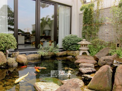 Góc thư giãn xanh mát ấn tượng với tiểu cảnh đẹp mini 1
