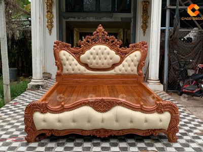 Giường Ngủ Gỗ Tự Nhiên Phong Cách Cổ Điển Sang Trọng 0