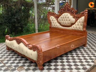 Giường Ngủ Gỗ Tự Nhiên Phong Cách Cổ Điển Sang Trọng 1