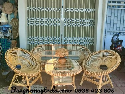 Bàn ghế mây nhỏ gọn cánh sen 6