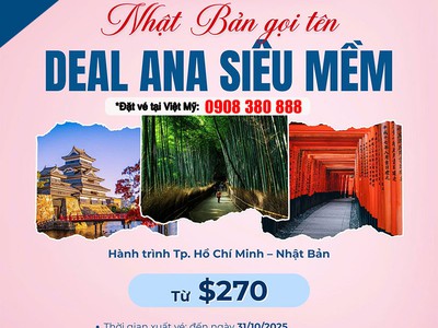 Bay Nhật cùng All Nippon Airways  với giá chỉ từ 270 USD 0