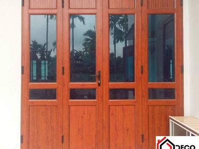 Địa chỉ thi công cửa nhôm kính giả gỗ chất lượng cao 0