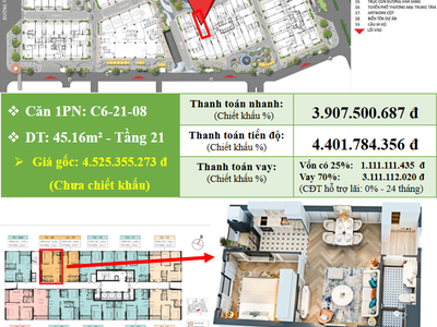 Căn 1PN/45.16m2 Giá 3.907 TỶ ngay cầu sông Hàn - CAPITAL SQUARE 4