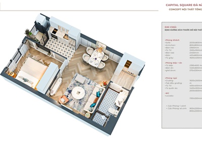 Căn 1PN/45.16m2 Giá 3.907 TỶ ngay cầu sông Hàn - CAPITAL SQUARE 5
