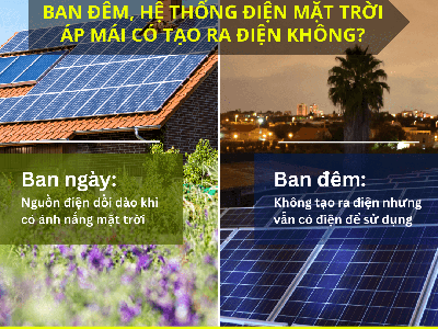 Ban đêm, hệ thống điện mặt trời áp mái có tạo ra điện không 0