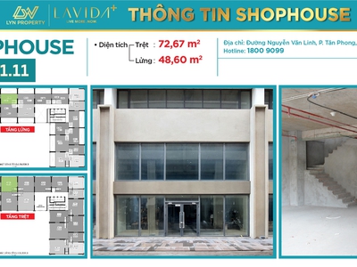 Cho thuê shophouse tại dự án Lavida Plus quận 7, hỗ trợ 30 ngày set up 0