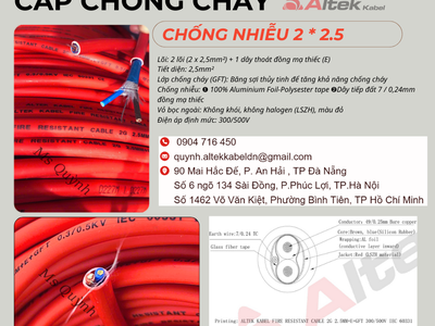 Dây tín hiệu chống cháy chống nhiễu 2x2.5 Altek Kabel Đà Nẵng 0