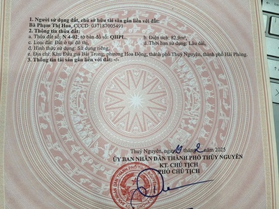 Bán lô đất Đấu giá Bái Trong phường Thuỷ Nguyên- Hoa Động cũ 2