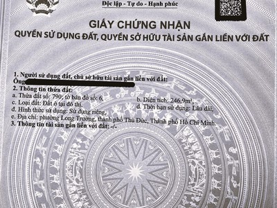 Chính chủ bán đất odt sẵn sổ hồng cấp t2/2025 mặt tiền trung tâm q9 0