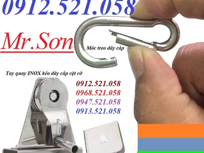 Phụ kiện kéo dây cáp cột cờ Inox Hà Nội 0968521058 KIm khí THANH SƠN có tay quay Inox, puly Inox 9