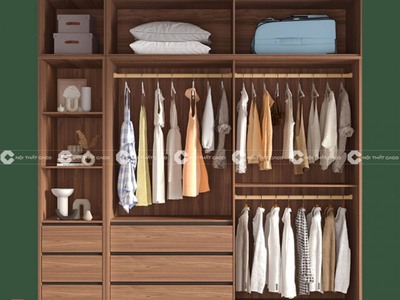 Tủ Quần Áo Gỗ MDF Cửa Lùa Phong Cách Hiện Đại Bền Bỉ 1