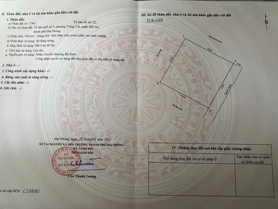 Bán siêu phẩm phân lô tách thửa tại Tràng Cát dt 190,6m2 mặt ngõ rộng 2,5m thẳng tắp. 0