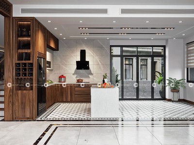 Tủ Bếp Gỗ Tự Nhiên Sang Trọng Tiện Nghi Cho Nhà Phố 1