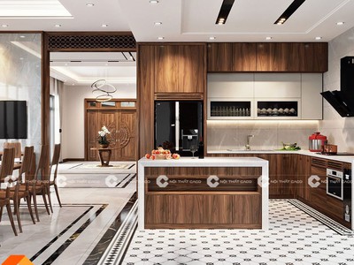 Tủ Bếp Gỗ Tự Nhiên Sang Trọng Tiện Nghi Cho Nhà Phố 2