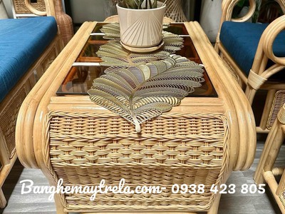 Bàn ghế sofa mây phòng khách đan kín 2