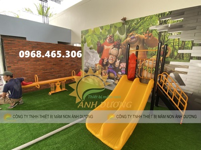 Cầu trượt trẻ em giá rẻ, cầu trượt máng đôi, cầu trượt 2 máng trẻ em 2