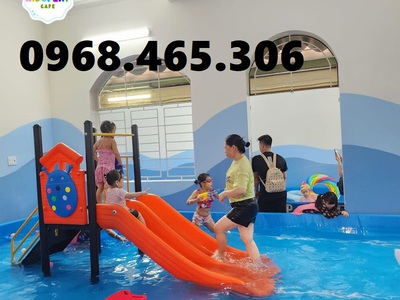 Cầu trượt trẻ em giá rẻ, cầu trượt máng đôi, cầu trượt 2 máng trẻ em 3