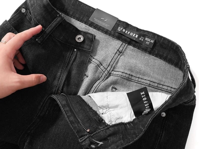Quần jean ống suông Defoxx đen muối tiêu indigo co giãn nhẹ 12