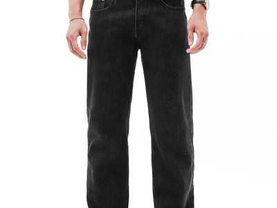 Quần jean ống suông Defoxx đen muối tiêu indigo co giãn nhẹ 5