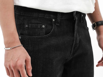 Quần jean ống suông Defoxx đen muối tiêu indigo co giãn nhẹ 6