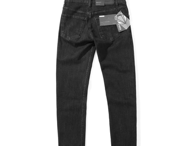 Quần jean ống suông Defoxx đen muối tiêu indigo co giãn nhẹ 9
